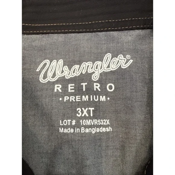 Wrangler Retro Premium Shirt Men's 3XT Snap Button Down Black Striped Western - Picture 7 of 8